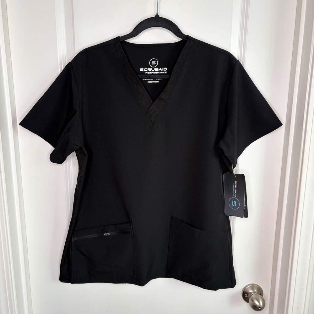 Scrubaid Performance Womens Black V-Neck Scrub Top XL NWT Medical Nurse Attire